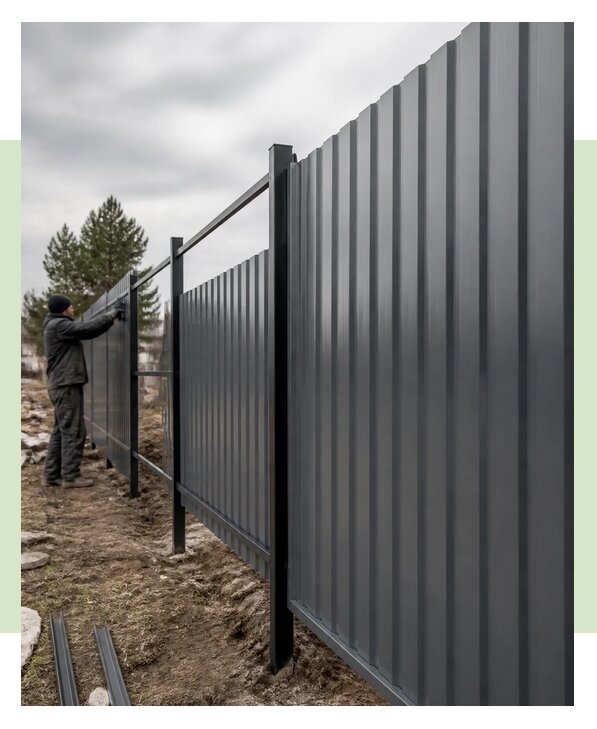 Монтаж забора из профнастила С21 под ключ в Бузулуке